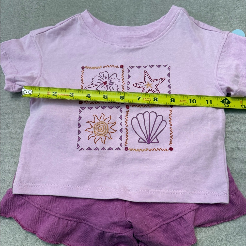 Cat & Jack Girls 2T 2-Piece Outfit Set Purple Graphic Tee & Ruffle Shorts NWT - Picture 6 of 7